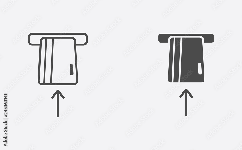 Card withdrawal filled and outline vector icon sign symbol Card withdrawal filled and outline vector icon sign symbol