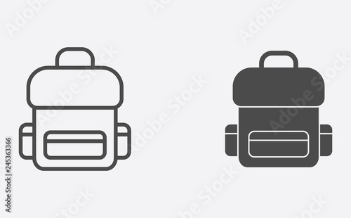 Backpack filled and outline vector icon sign symbol