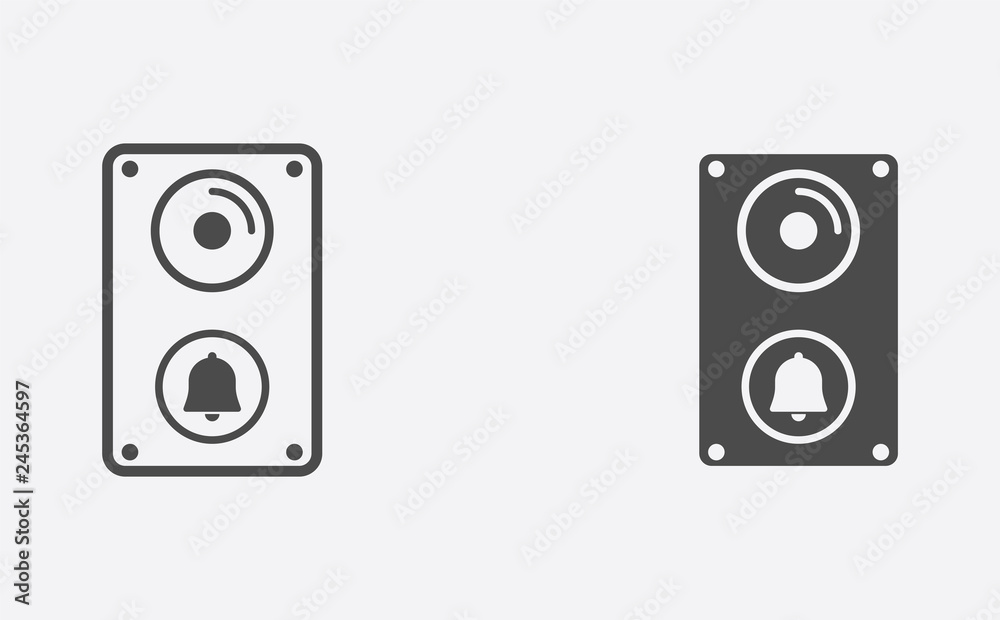 Doorbell filled and outline vector icon sign symbol Doorbell filled and outline vector icon sign symbol