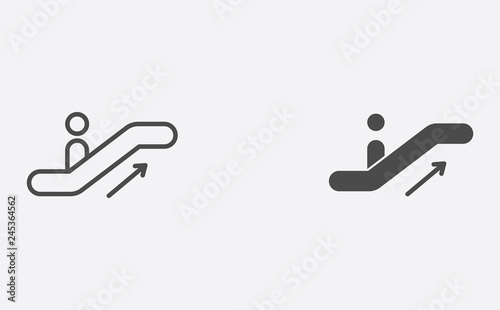 Escalator filled and outline vector icon sign symbol