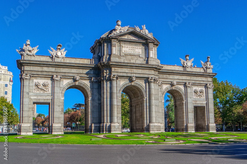 Puerta de Alcala (Alcala Gate) near Independence Square in Madrid, Spain