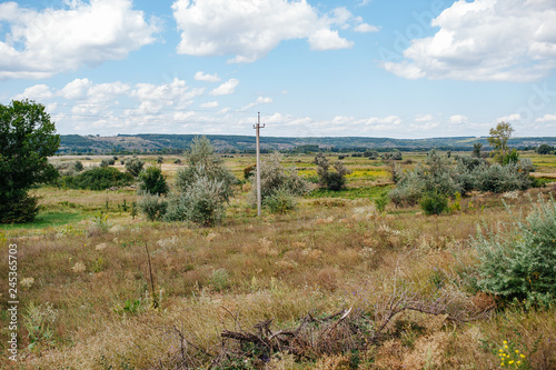 Ukraine. Summer landscape steppe, ecology scene. Erosion of natural landscape. Luhansk region © vitleo