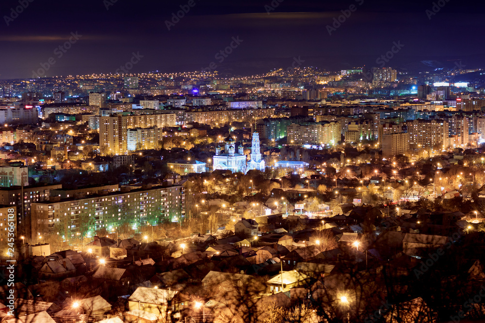 night city of Saratov from a bird's-eye view