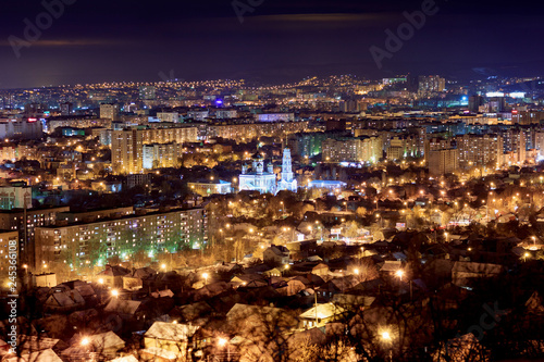 night city of Saratov from a bird s-eye view