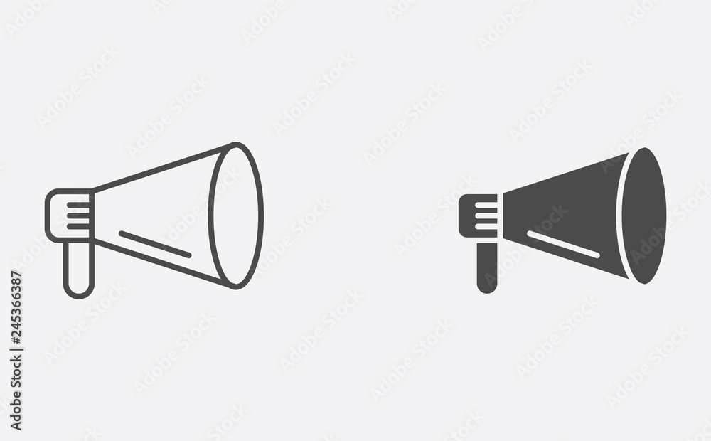 Megaphone filled and outline vector icon sign symbol Megaphone filled and outline vector icon sign symbol