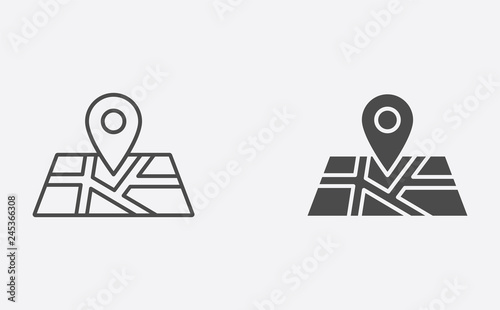Map filled and outline vector icon sign symbol