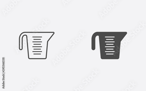 Measuring cup filled and outline vector icon sign symbol
