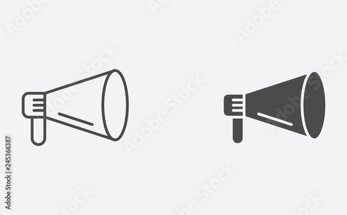 Megaphone filled and outline vector icon sign symbol