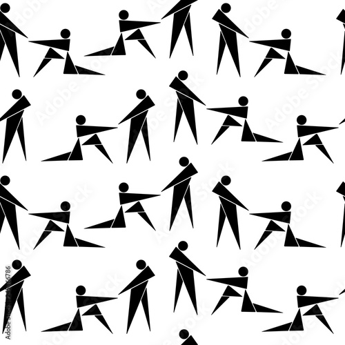 Vector seamless pattern Happy valentines day. Abstract people on isolated white background.