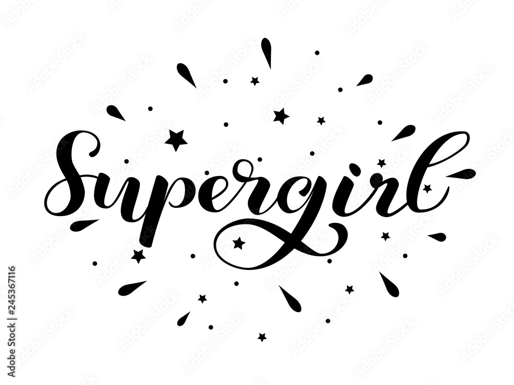 Super girl lettering for clothes, poster or postcard. Vector illustration