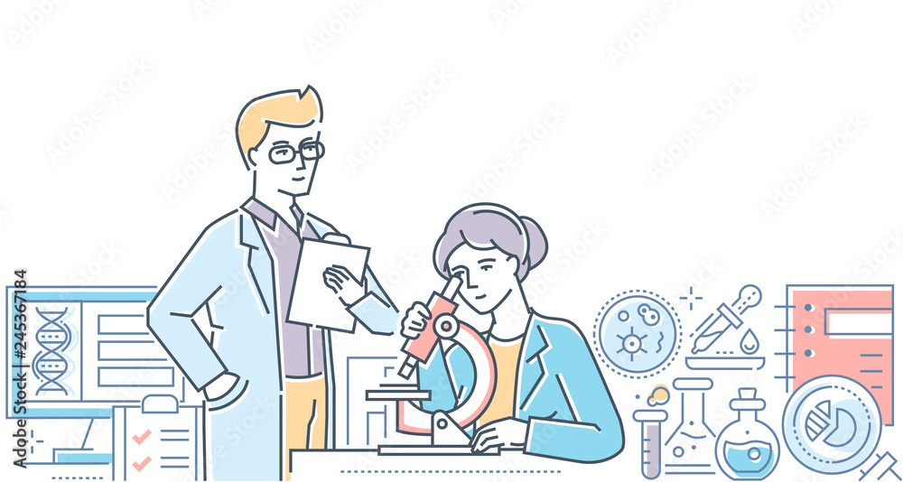 Medical laboratory - modern line design style illustration Medical laboratory - modern line design style illustration