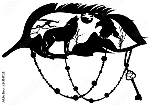 feather and wolf laser pattern