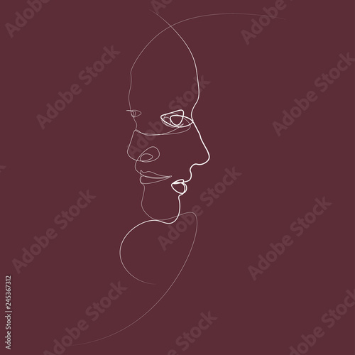 Abstract face one line