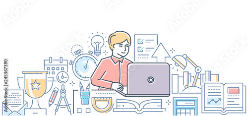 Online exam - modern line design style illustration