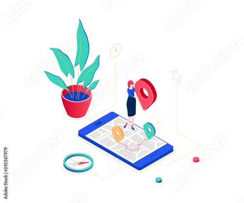 Office location - modern colorful isometric vector illustration