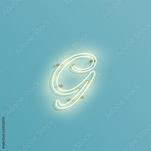 Realistic neon character from a typeset, vector