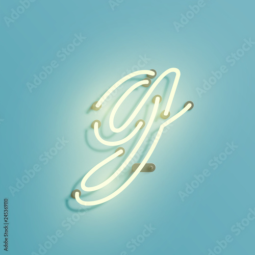 Realistic neon character from a typeset, vector