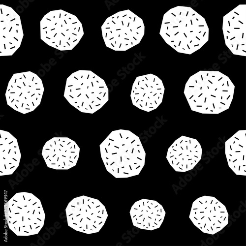 Handmade contrast seamless pattern. Childish craft monochrome wallpaper for birthday card, baby nappy, school party advertising, shop sale poster, holiday wrapping paper, textile, bag print etc.