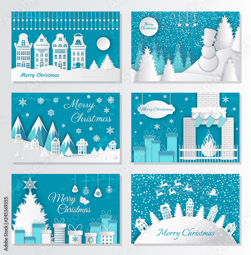 Merry Christmas Paper Cut, Old Town in Winter