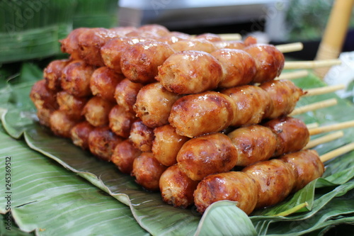 Tasty Thai Sausage, North eastern Style, Street Food in Thailand