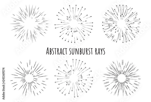 Abstract sunburst rays with arrows different type of drawing