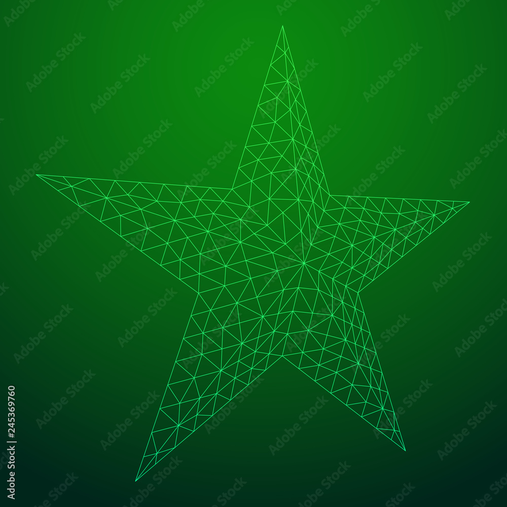 Five-pointed star. Abstract model wireframe low poly mesh vector illustration Five-pointed star. Abstract model wireframe low poly mesh vector illustration
