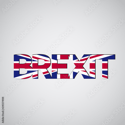 Brexit text with UK flag, vector