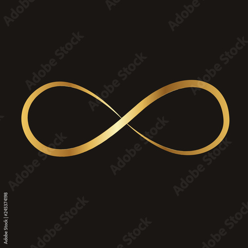 golden infinity sign, vector illustration