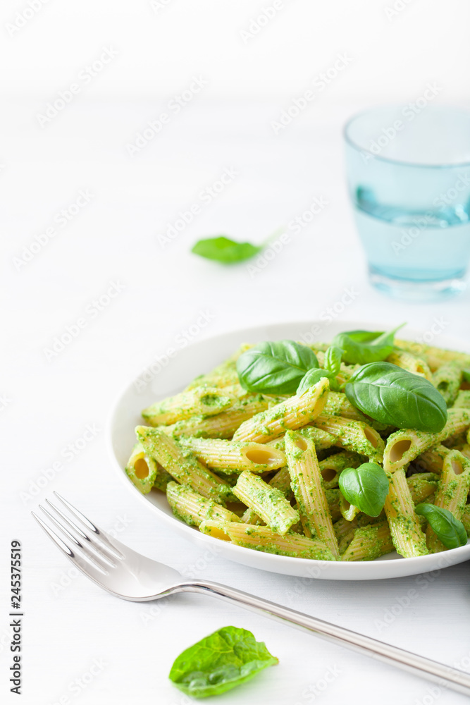 penne pasta with spinach basil pesto sauce penne pasta with spinach basil pesto sauce