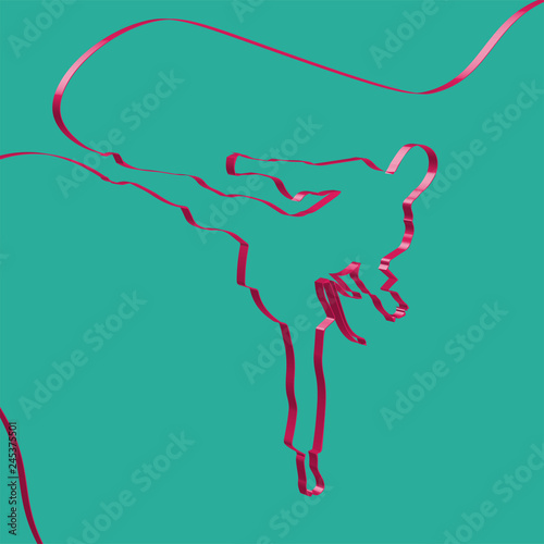 Colorful ribbon shapes a kungfu master, vector