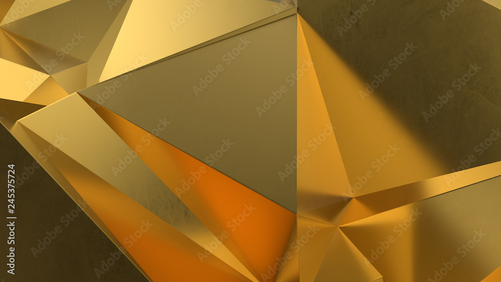 abstract golden geometric crystals. Minimal quartz, stone, gems. Low poly background abstract golden geometric crystals. Minimal quartz, stone, gems. Low poly background