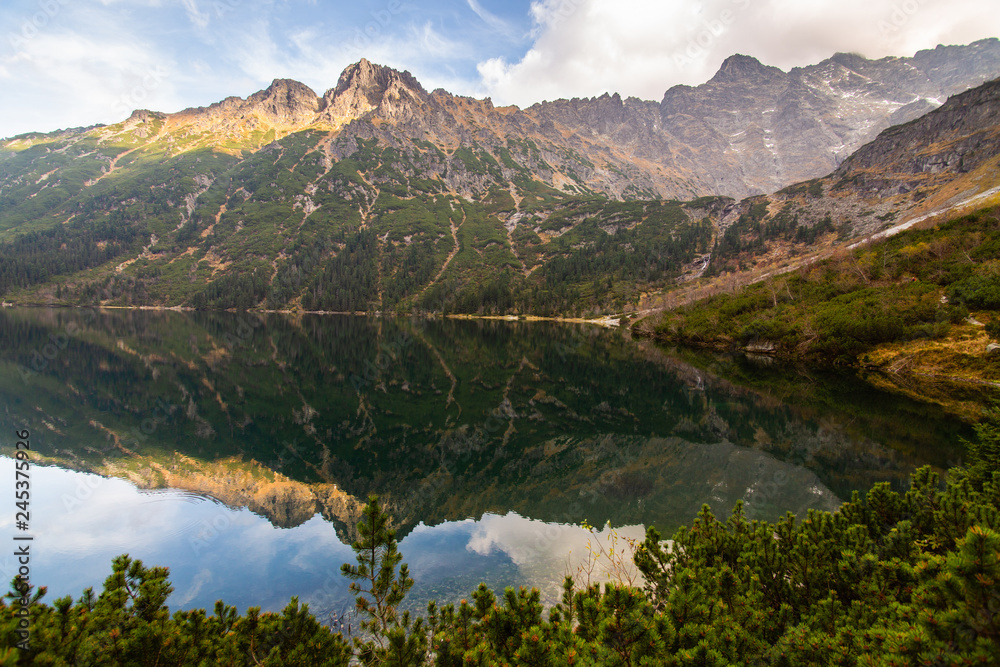 Mountain lake Morskie Oko in Tatra Mountains, Poland