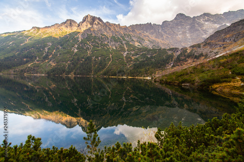 Mountain lake Morskie Oko in Tatra Mountains, Poland