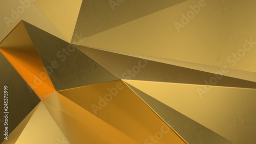 Tableau sur toile abstract golden geometric crystals