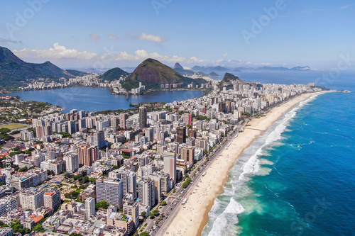Canvas Print Rio de Janeiro, Brazil, Aerial View of Ipanema Beach and Lagoa in the Summer