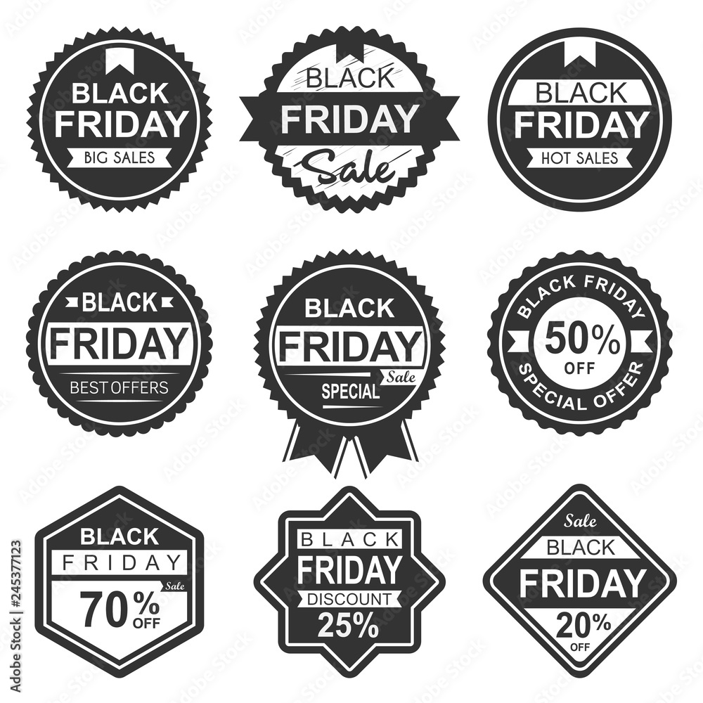 set of black friday vintage badges and labels