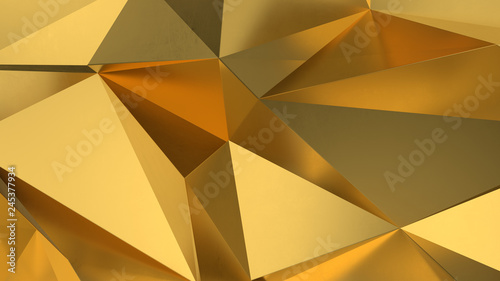 abstract golden geometric crystals. Minimal quartz, stone, gems. Low poly background © Cg loser 