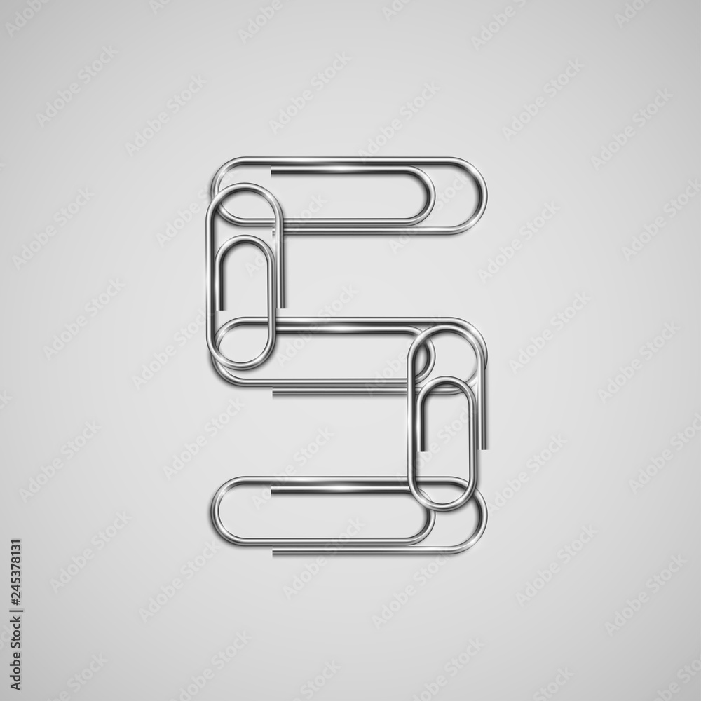 Linked paperclips forming a character, vector Linked paperclips forming a character, vector