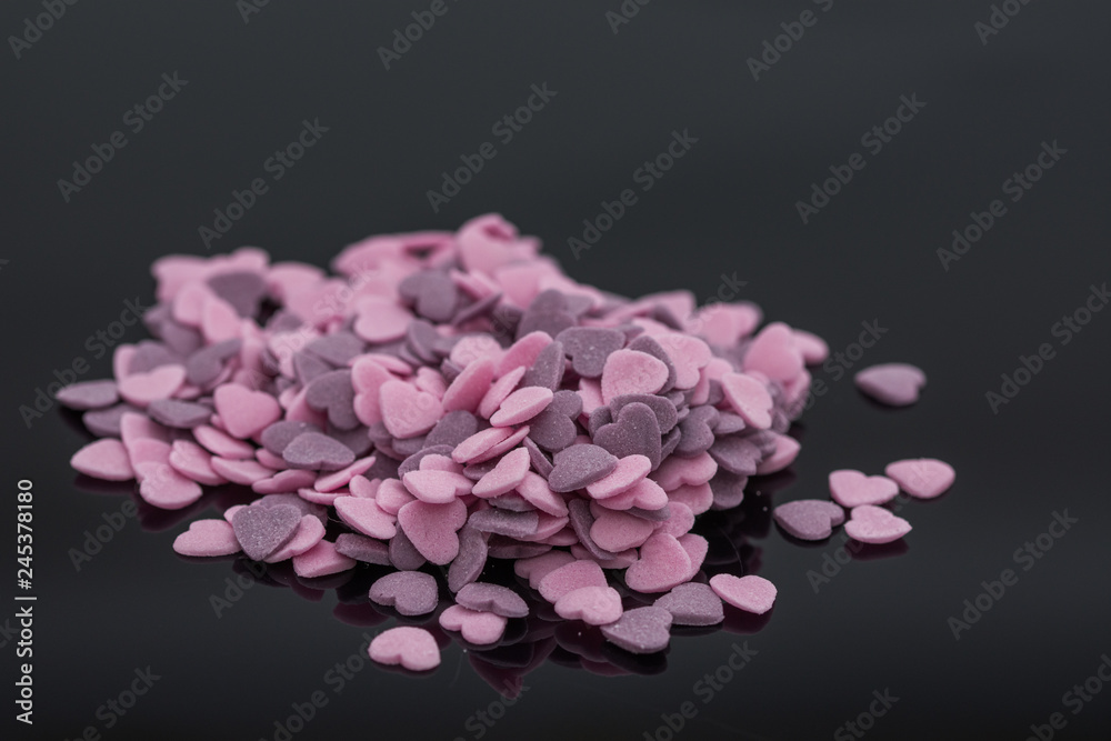 Obraz premium Purple ,Pink Candy Hearts,Colorful sweetss, sprinkle pile