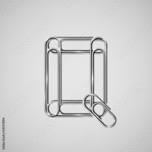 Linked paperclips forming a character, vector