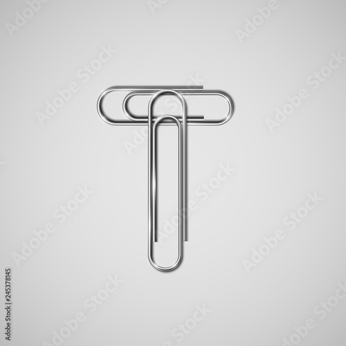 Linked paperclips forming a character, vector