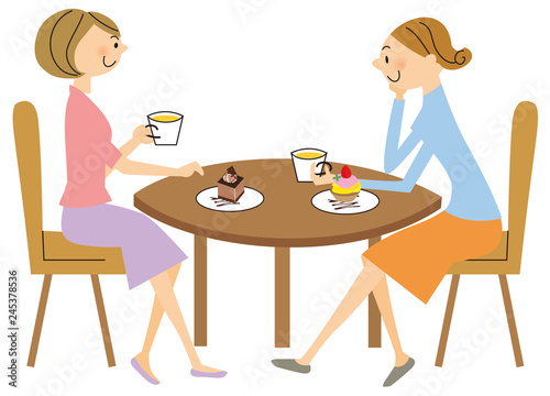 女性 カフェで会話