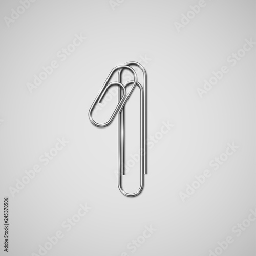Linked paperclips forming a character, vector