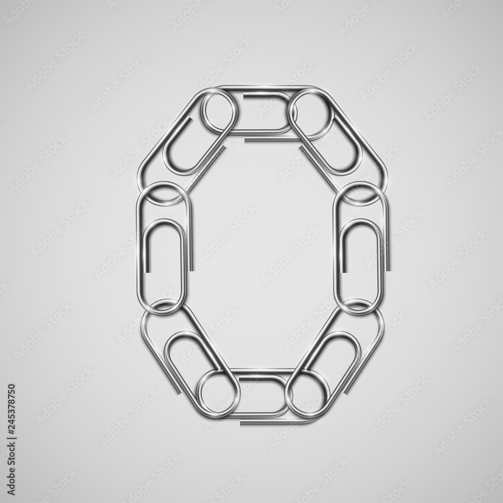 Linked paperclips forming a character, vector Linked paperclips forming a character, vector