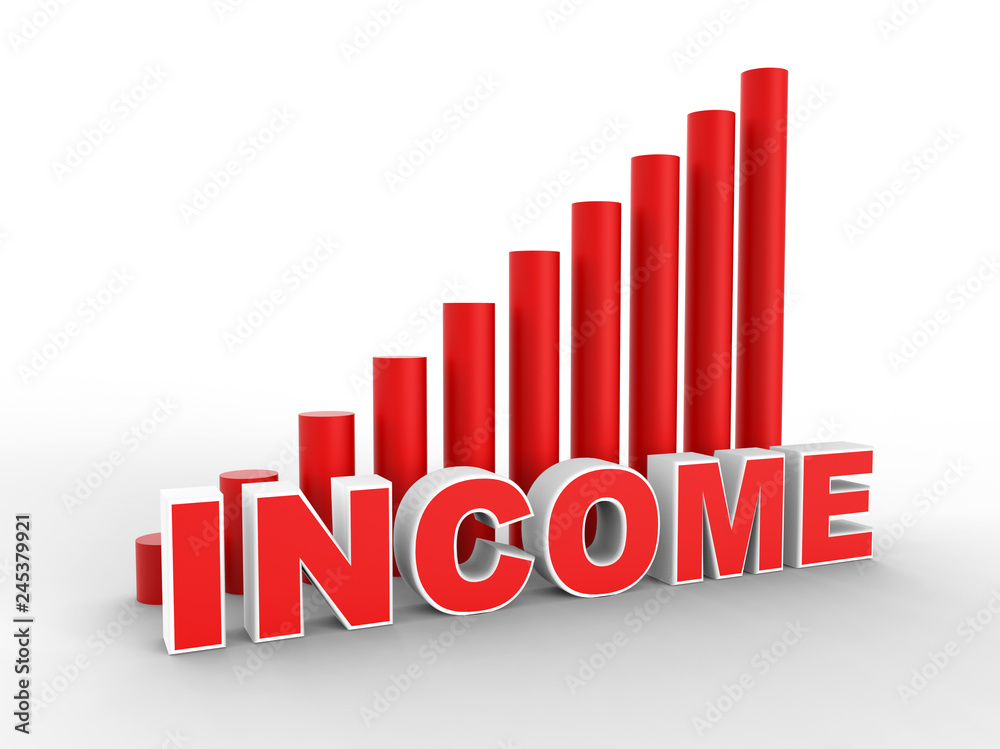 3D render - red income chart 3D render - red income chart