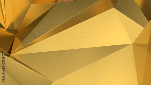 abstract golden geometric crystals. Minimal quartz, stone, gems. Low poly background © Cg loser 