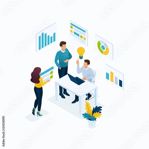 Isometric Business Concept, Young Entrepreneurs