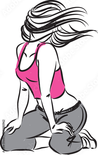 pretty lady dancer modeling illustration