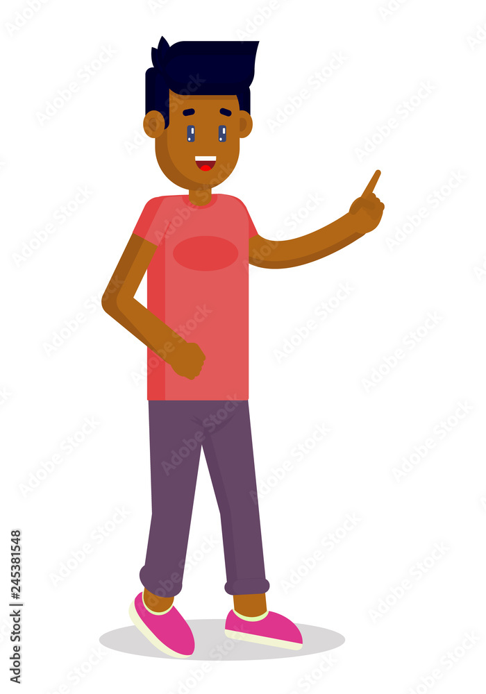 Vector drawing black teenager on white background