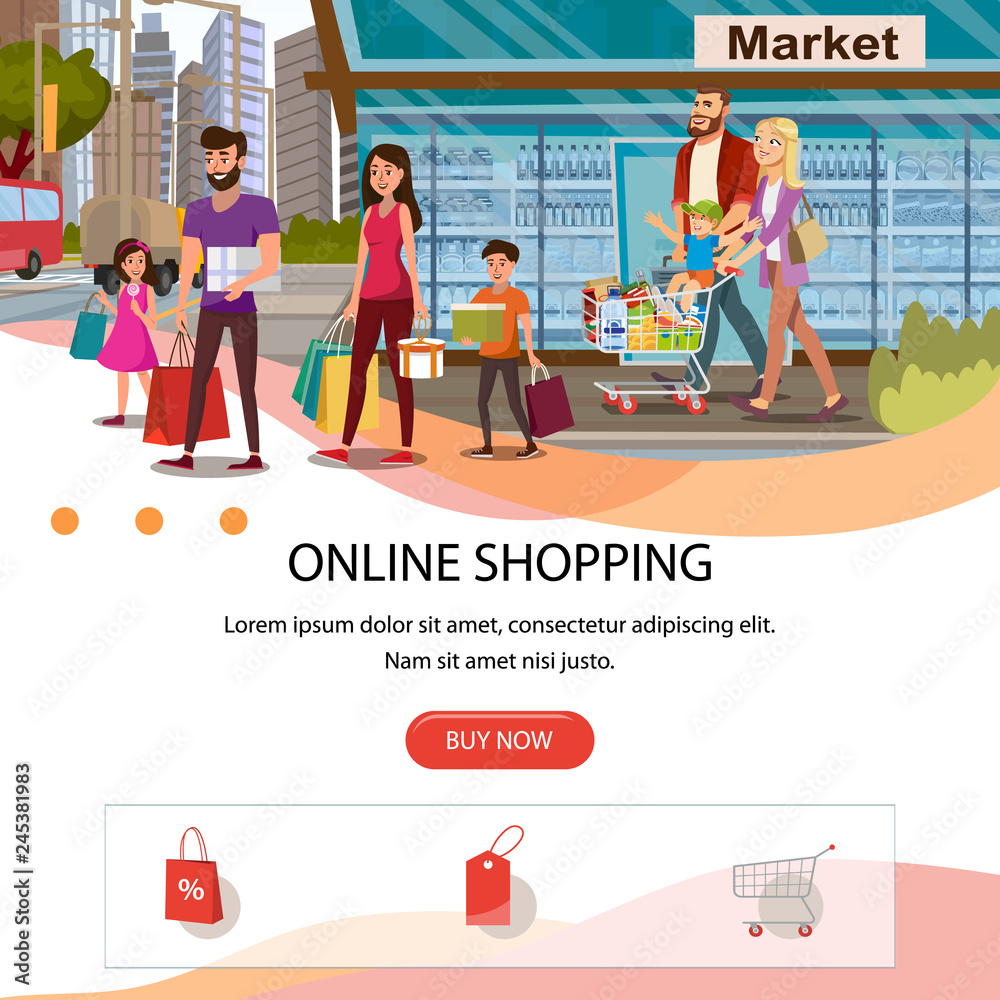 Online Shopping Flat Vector Landing Page Template Online Shopping Flat Vector Landing Page Template